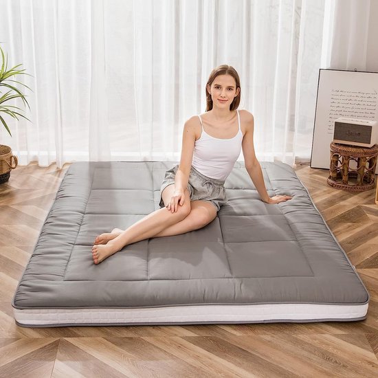 SnelShoppen - Maxyoyo Futonmatras Gequilt Japans Vloermatras Extra Dik Vouwbaar Ademend Vloerbed Gastbed voor Kamperen 90 x 190 cm Turquoise