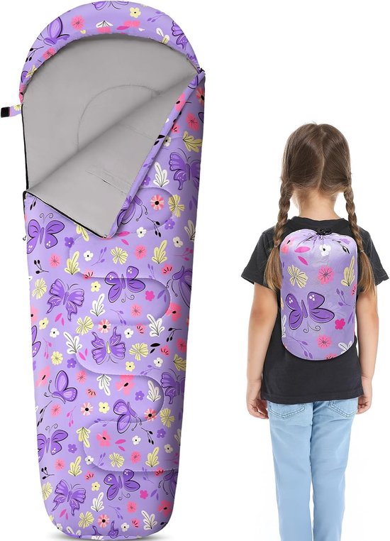 SnelShoppen - MHJY Slaapzak Kind Mummie - 3-Seizoenen Kinderslaapzak voor Kamperen, Scouting & Outdoor - Warm & Lichtgewicht (1,1 kg) - Geschikt voor