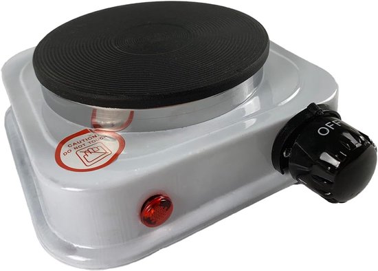 SnelShoppen - Mini Elektrische Kookplaat 500W, Draagbaar met Gietijzeren Plaat, Ideaal voor Camping, Tuin, Keuken en Noodgebruik