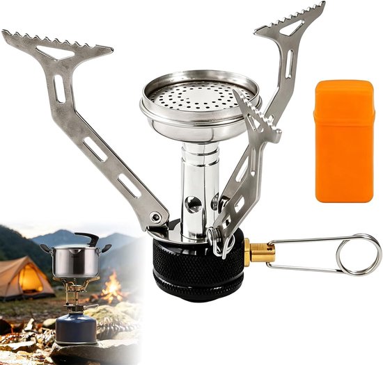 SnelShoppen - Mini-gasfornuis 3500 W, ultralicht en inklapbaar roestvrij staal, outdoor kooktoestel ideaal voor kamperen, trekking, picknick en wandel