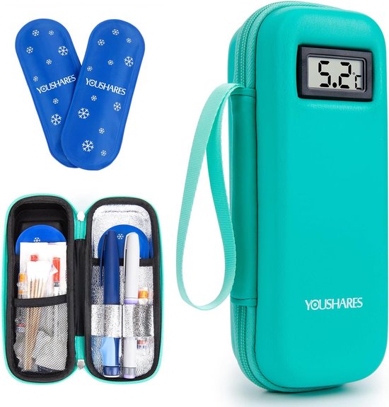 SnelShoppen - Mini Medicatie Koeler met 2 TSA Gekoelde Batterijen, Geïsoleerde Zak voor Insuline, Epipen en Medicatie Accessoires - Diabetische Zak in