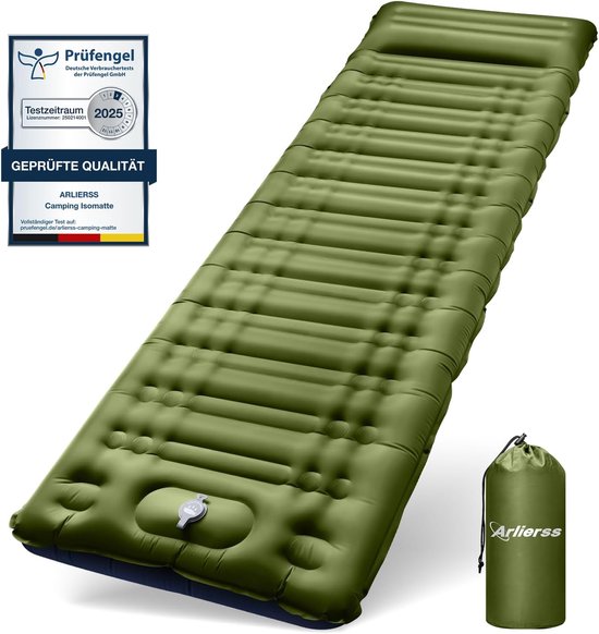 SnelShoppen - Opblaasbaar Campingmatras 12cm Dik met Kussen, Lichtgewicht en Waterdicht, Ideaal voor Backpacken, Tent, Strand en Kampeeruitjes