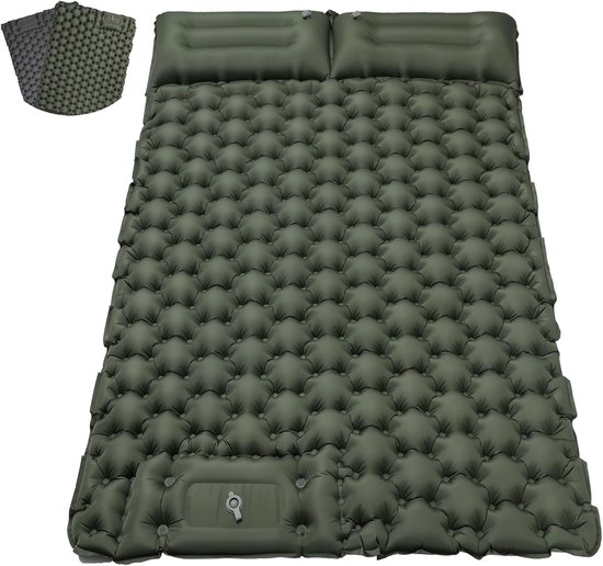 SnelShoppen - Opblaasbaar campingmatras voor 2 personen, waterdicht, met voetpomp, luchtbed voor strand, zwembad, autodaktent, ideaal voor buitengebru
