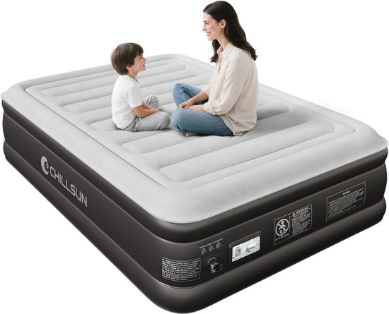 SnelShoppen - Opblaasbare Matras met Elektrische Pomp 190x137x46cm - Geschikt voor Camping en Thuis - Maximale Draagcapaciteit 275kg - U-Vormig voor C