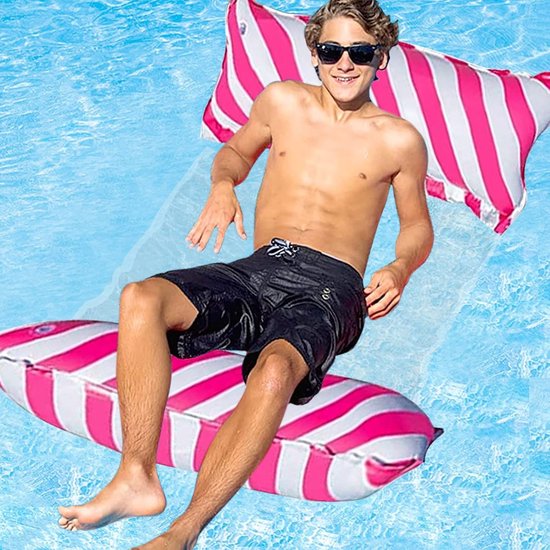 SnelShoppen - Opblaasbare Waterhangmat - 4-in-1 Zwemmatras - Loungestoel voor Strand en Zwembad - Comfortabele Rood Watermat voor Volwassenen en Kinde
