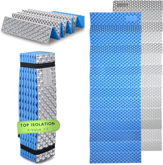 SnelShoppen - Opvouwbaar Geïsoleerd Slaapmatje voor Camping en Hiking - Ultralicht Waterdicht IXPE Schuim - Blauw - Perfect voor Buitenactiviteiten