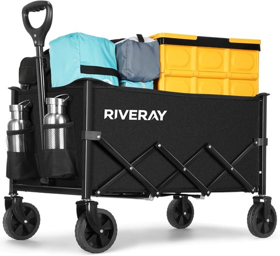 SnelShoppen - Opvouwbare All-Terrain Trolley met Verwijderbare Wielen, 120L Capaciteit, 100kg Draagvermogen voor Camping, Strand, Tuin en Algemeen Geb
