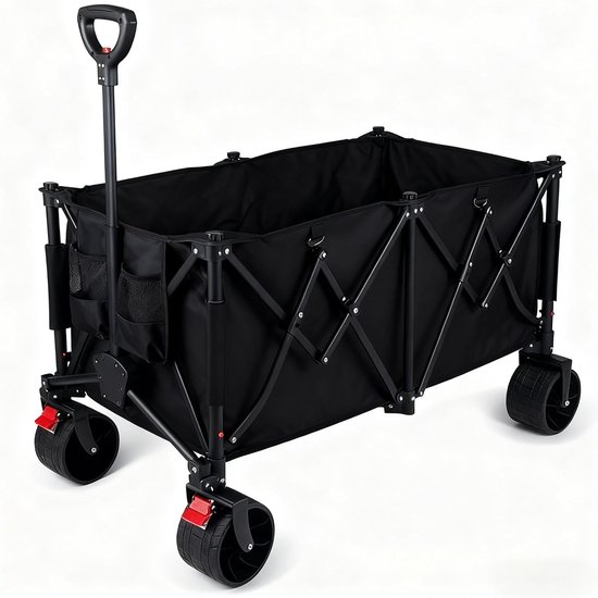 SnelShoppen - Opvouwbare Bolderkar 260L - 250kg Draagvermogen - Inclusief Elastisch Beschermnet - Dubbele Voorremmen - Ideaal voor Strand, Camping, Tu
