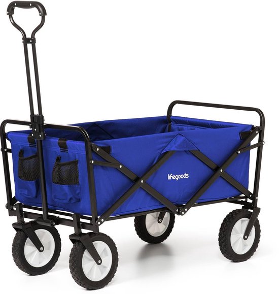SnelShoppen - Opvouwbare Bolderkar voor Kinderen, Handwagen, Tuinwagen, Transportwagen, Inklapbaar tot 80 kg, 94 liter, 98 x 45 cm, Blauw - Perfect vo