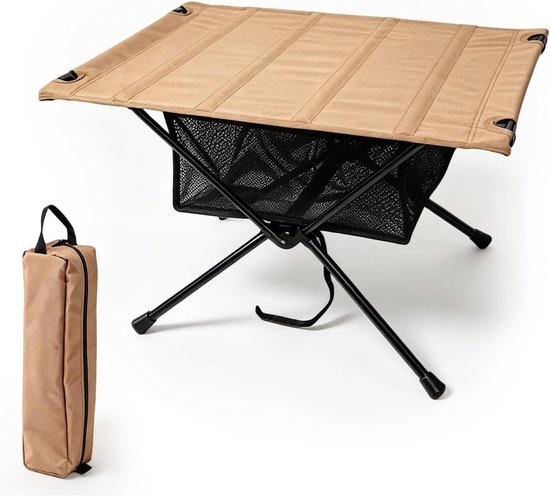 SnelShoppen - Opvouwbare Campingtafel Draagbaar met Draagtas en Netzak (60x40 cm) - Compacte Klaptafel voor Kamperen, Vissen, Picknicks en Outdoor Act