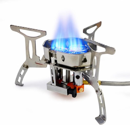 SnelShoppen - Opvouwbare Gasbrander Turbo 6800W - 3 Branders - Inclusief Connector en Draagtas - Ideaal voor Camping, Feest, Tuin en Buiten koken