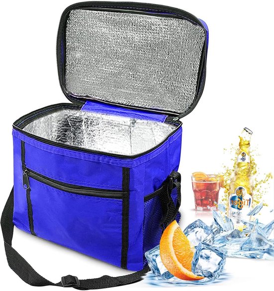 SnelShoppen - Opvouwbare Koeltas 10 Liter - Mini Geïsoleerde Thermo-Lunchtas - Perfect voor Picknick, Camping, Tuin en Feest - Blauw 27 x 17 x 24 cm