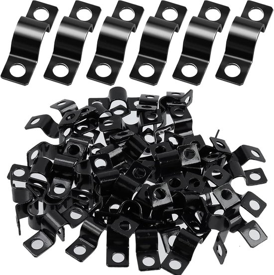 SnelShoppen - Pack van 60 U Buisklemmen met Twee Gaten, 6 mm Diameter, Hoogwaardige Klemmen voor Kabels, Metalen Klemmen voor Elektrische Leidingen, R