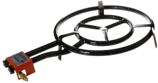 SnelShoppen - Paella Gasbrander 50 cm Dubbele Ring Butaan/Propaan voor Buiten Koken, Zwart, Perfect voor Feest, Camping en Tuin