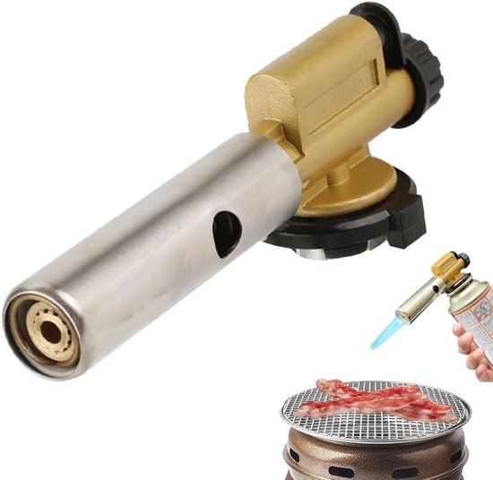SnelShoppen - Portable Flame Burner Gas Soldering Burner tot 1300℃, Butaan Gas Gun voor Keuken, Barbecue, Camping, Tuin, Crema Brulée, Ergonomisch, Ve