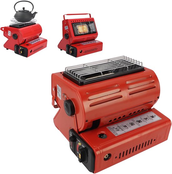 SnelShoppen - Portable Gas Heater Camping Heater 1.3 KW 90 G/h Butane Outdoor Tent Stove 2 In 1 Voor Camping, Vissen, Tuin, Feesten
