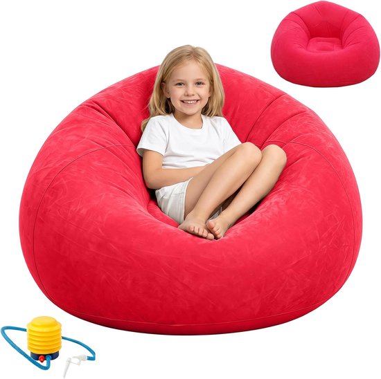 SnelShoppen - Portable Waterdichte Outdoor Air Sofa, Inflatable Chair, Bean Bag, Ideaal voor Camping, Strand, Zwembad en Reizen, Rood