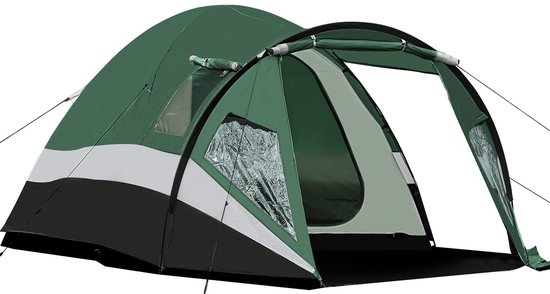 SnelShoppen - Portal 3-4 Man Tent met Veranda, 3000 mm Waterdicht, 180 cm Stahoogte, Familie Camping Tent met Woonruimte, Ingegane Grondzeil, Badkuip