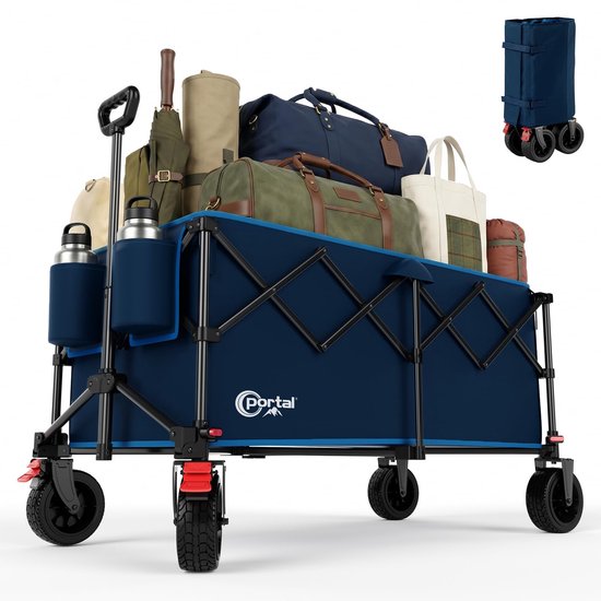SnelShoppen - Portal Bolderkar Opvouwbaar Lichtgewicht Tuinwagen - Perfect voor Camping, Feesten, Kinderen en Tuinwerk - Handige Transportkar in Diver