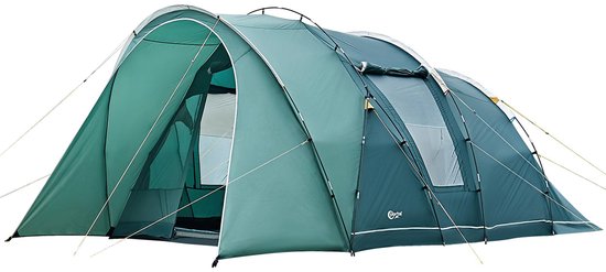 SnelShoppen - Portal Luxe 6-persoons Tunneltent met Leefruimte, 2 Afscheidbare Slaapkamers, 3000mm Waterdicht, Hoge Staande Hoogte, Ideaal voor Campin