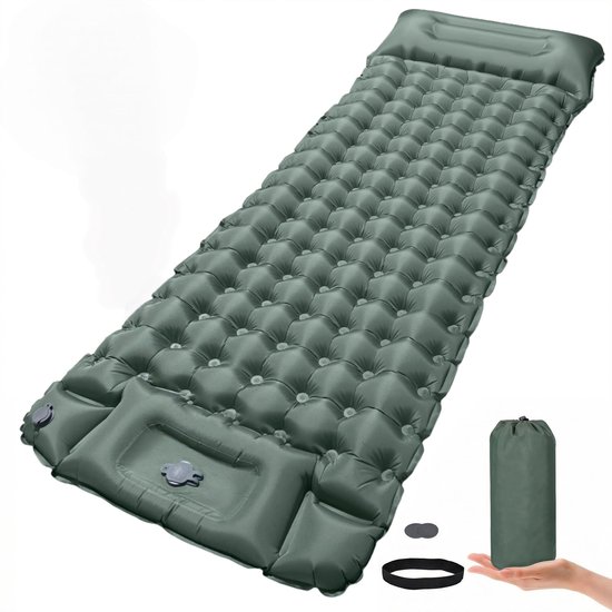SnelShoppen - QUXV Opblaasbare Campingmat Slaapmat Ultralicht Met Kussen En Voetpomp Compacte Lichte Slaapmat Voor Camping Rugzakreizen Wandelen Reize