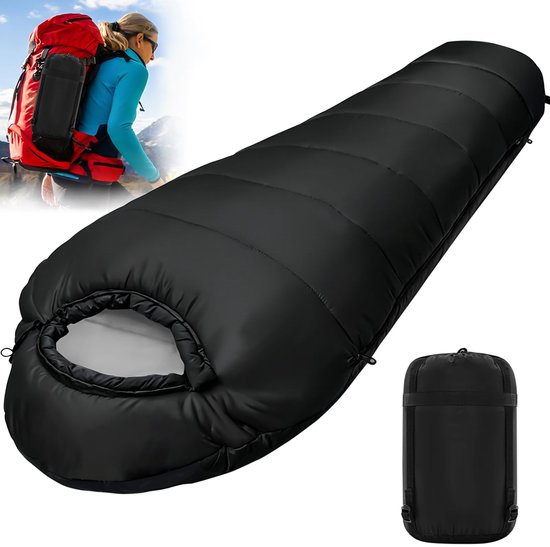 SnelShoppen - Schlafsack 4 Seizoenen, Ultraleichte Mumienslaapzak voor Volwassenen, Winter en Zomer, Waterdicht, Ideaal voor Camping, Reizen en Binnen