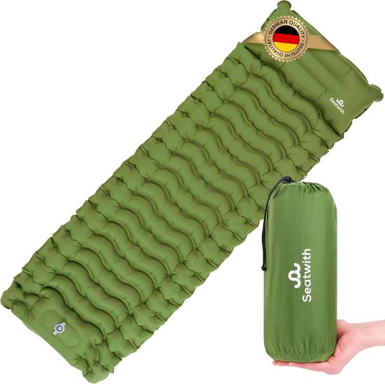 SnelShoppen - Self-inflating Campingmatras 200 x 70 cm met Geïntegreerd Kussen, Opblaasbare Slaapmat, Ultra-light, Buiten, Voetpomp, Comfortabel voor