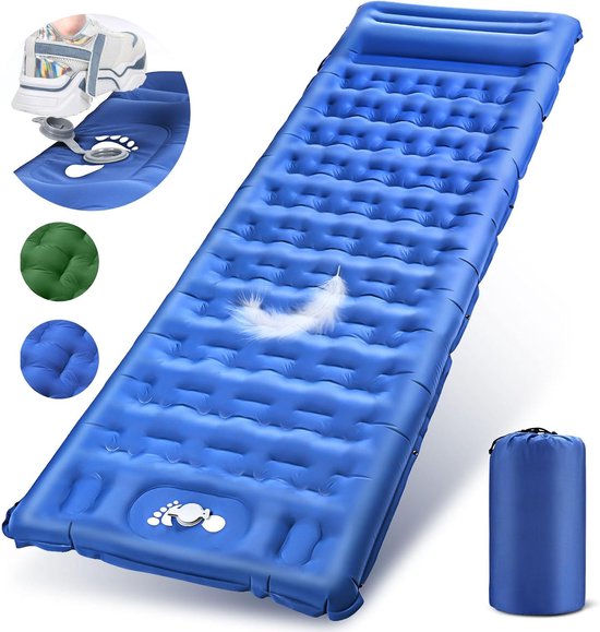 SnelShoppen - Slaapmat Opblazend Camping Mat met Kussen, Ingebouwde Pomp, Lichtgewicht Isomat voor Kamperen, Strand, Trekking, Ideaal voor Tentgebruik