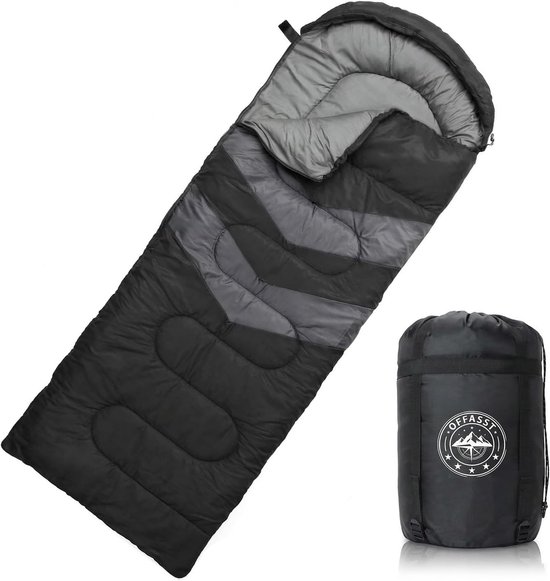 SnelShoppen - Slaapzak voor de winter -15 °C tot 0 °C, ultralichte campingslaapzak voor volwassenen en kinderen, 4-seizoenen slaapzak met compressieza