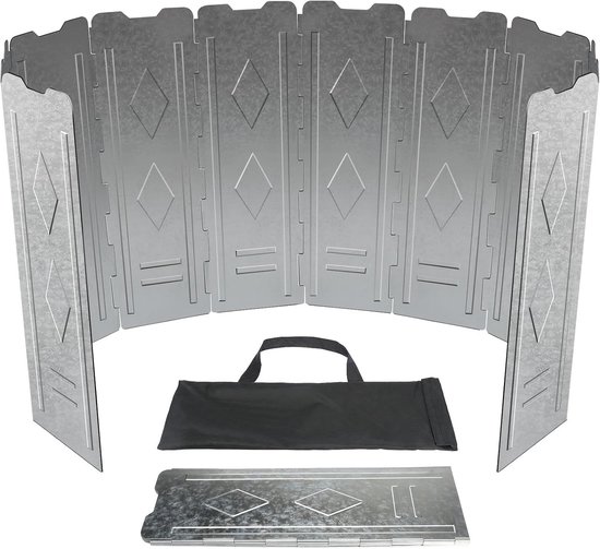 SnelShoppen - Stove Windscreen Camping - 10 Platen Vouwbaar - RVS Windscherm Buiten - Ideaal voor Koken, Kamperen, Picknicken