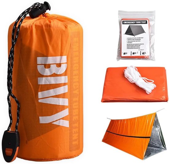 SnelShoppen - Survival Tent 1/5 Stuks - Compact en Waterdicht - SOS Thermo Dekentje - Multifunctioneel als Beschutting of Slaapzak - Ideaal voor Outdo