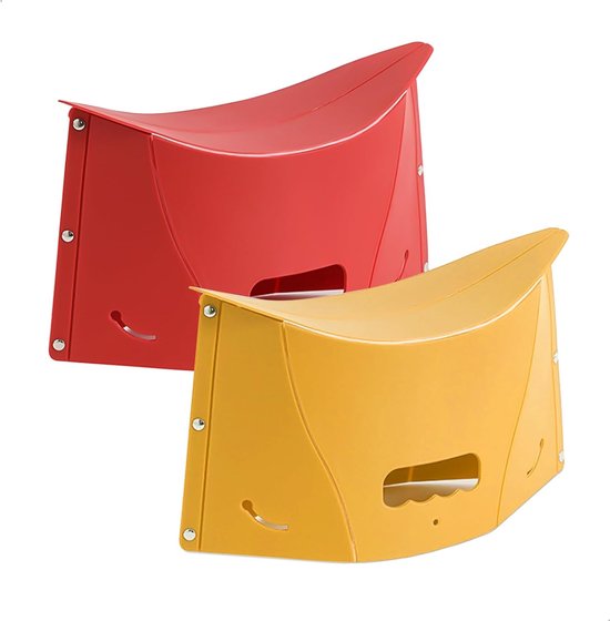 SnelShoppen - Toilet Stool Set van 2 - Multifunctionele Opvouwbare Toiletkruk, Ultra Dun, Ideaal voor Badkamer, Rood en Geel, Ruimtebesparend, Draagba van Snelshoppen