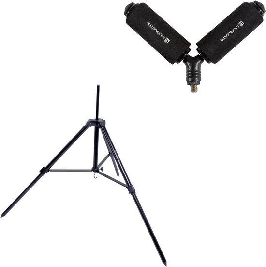 SnelShoppen - Ultimate Verstelbare Tripod Hengelsteun met EVA V-Roller Rust 3'' - Ideaal voor Vissen, Camping, Tuin en Buitenactiviteiten