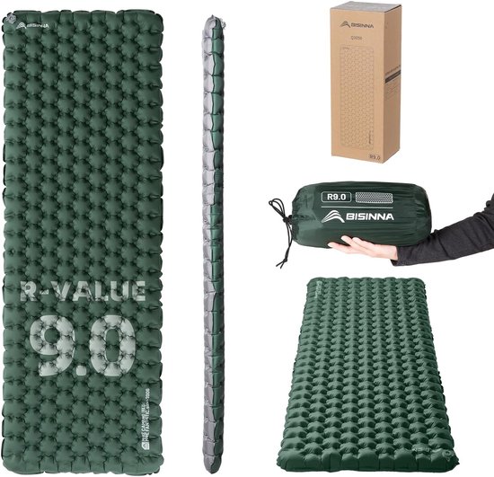 SnelShoppen - Ultralichte Opblaasbare Slaapmat 9R-Isolatie voor Kamperen en Backpacken, 900g, Ruimtebesparend, Ideaal voor Buitenavonturen