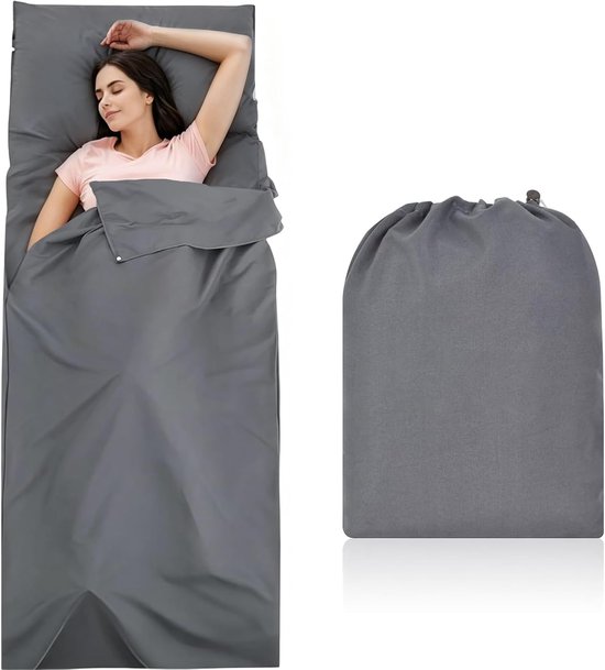 SnelShoppen - Ultralight 2-in-1 Reis Slaapzak met Kussencompartiment, Microfibre, 220 x 90 cm, Ideaal voor Camping, Hostels, Berghutten en Hotels
