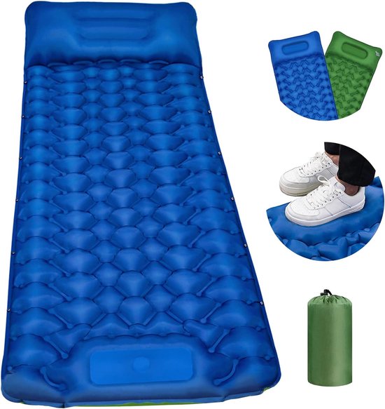SnelShoppen - Ultralight Camping Self-Inflatable Luchtbed met Voetpomp, 10 cm Dikte, Waterdicht, Vouwbare Slaapmat voor Reizen, Wandelen, 195 x 68 cm