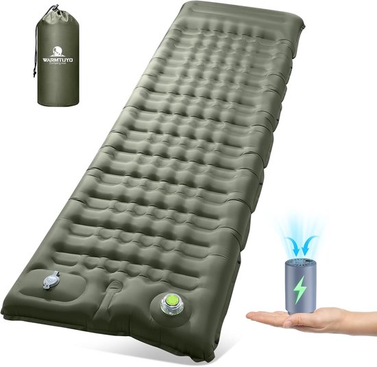 SnelShoppen - Ultralight Campingmat met Elektrische Pomp en Kussen, Opblaasbare Slaapmat, Compact en Gemakkelijk Vouwbaar, Ideaal voor Kamperen, Hiken