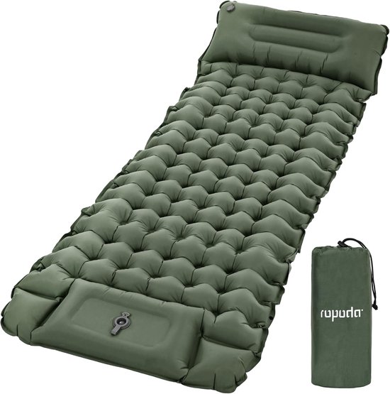 SnelShoppen - Ultralight Campingmatras met Kussen, Zelfopblazend slaapmat met Voetpomp, 77x27x3.9 inch, Ideaal voor Kamperen, Outdoor, en Avontuur - G