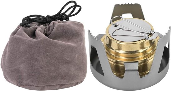 SnelShoppen - Ultralight Mini Alcohol Stove - Draagbare Kookbrander voor Buiten, Camping, Barbecue - Aluminium Legering en Messing - Grijs