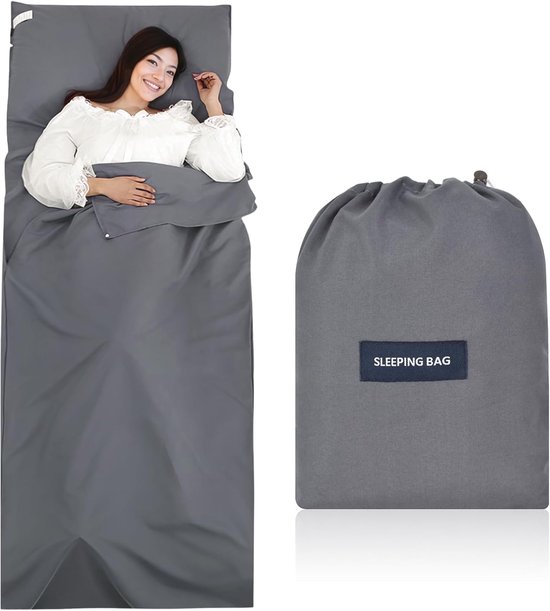 SnelShoppen - Ultralight Sleeping Bag 90x220cm, Compact Microfiber Reis Slaapzak met Extra Kussencompartiment, Ideaal voor Camping, Hiking, Hostels, e