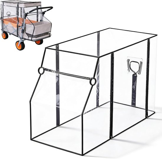 SnelShoppen - Universele Bolderkar Regenbescherming 115x51x75 cm - Waterdichte Transparante Regenhoes - EVA Kunststof Opvouwbaar Regenscherm - Ideaal