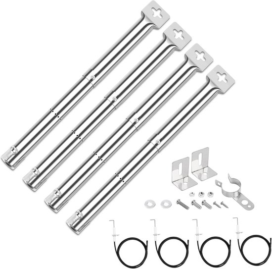 SnelShoppen - Universele Branders 31-44 cm voor Camping, Tuin en Keuken - RVS Vervangingsset (4 Stuks) met Installatiehandleiding
