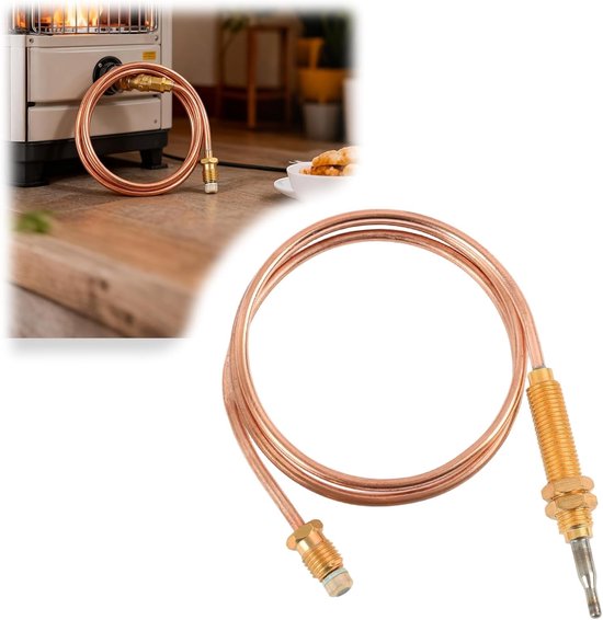 SnelShoppen - Universele Gas Thermokoppel M8 met Draad – 600 mm Thermokoppel voor Branders, Boilers en Ovens – Vervangonderdelen voor Buitenverwarming