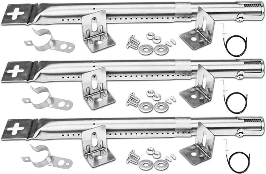 SnelShoppen - Universele Gaskachel Brander 31-45cm voor Gasbarbecues, Roestvrijstalen Warmtebescherming, 3 Stuks, Geschikt voor Tuin, Camping en Feest