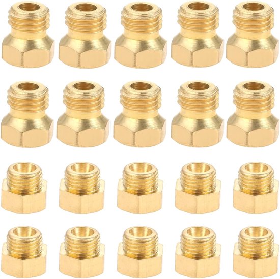 SnelShoppen - Vervangingsonderdelen voor Propaan LPG Gas Waterverwarmer - Messing Brandernozzels M5*0.5mm/0.68mm (10 stuks) en M6*0.75mm/0.5mm (10 stu