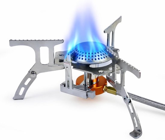 SnelShoppen - Vouwbare Gasbrander 2200W met Aansluitstuk - Compacte Camping Gasbrander met Draagtas voor Buiten, Backpacking, Kamperen, Koken, Outdoor
