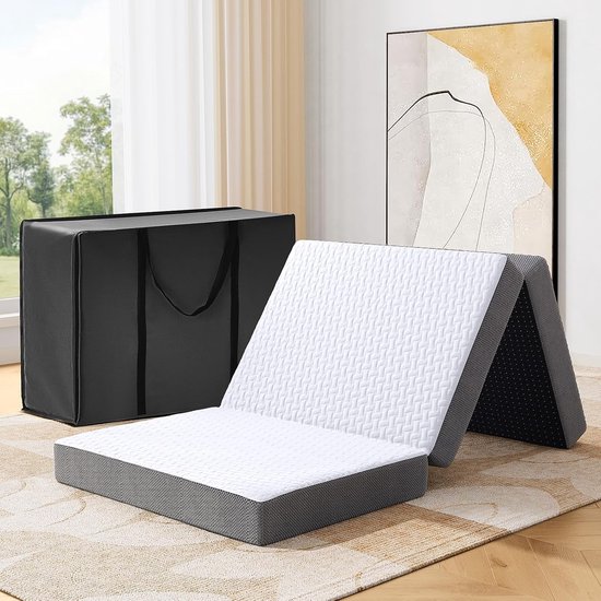 SnelShoppen - Vouwmatras 140 x 200 x 15 cm - 3-delige Vouwmatras - Comfortabel Campingmatras - Gastmatras voor Thuis en Buiten - Ideaal voor Feesten e