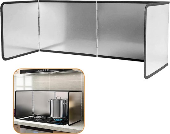 SnelShoppen - Windscherm voor Camping Kookplaat, 4-zijdige Draagbare Spatbescherming, Vouwbare Antikleef Wand voor Gasfornuis, Backsplash Bescherming