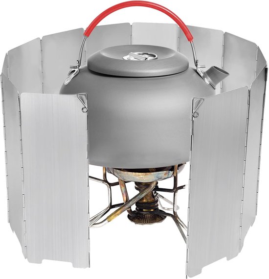 SnelShoppen - Windshield Gas Cooker 12-delige Vouwbare Aluminium Windbescherming Camping Kooktoestel, Winddicht en Energiebesparend voor Buitenactivit