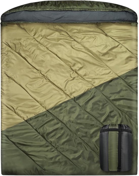 SnelShoppen - XL Queen Size Double Sleeping Bag voor 2 Personen - Breed en Comfortabel - Waterdicht voor Koud en Warm Weer - Ideaal voor Camping en Ba